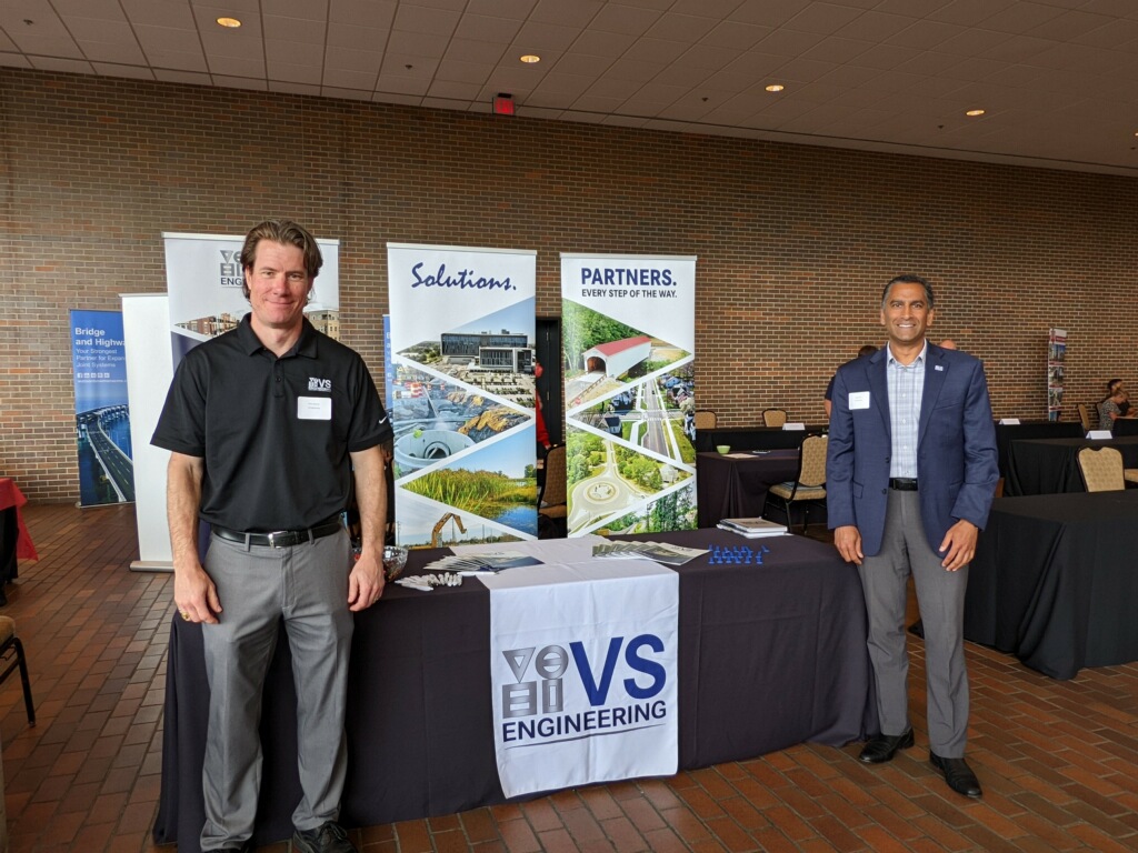 VSEngineering's tweet photo. VS's CEO &amp; President Sanjay Patel and Indiana Transportation Director Christopher Waidner, PE holds down the VS booth at the 2022 Diverse Business Trade Show. #diversebusiness #promote #advocate #develop #community https://t.co/gwaBZhZx5B