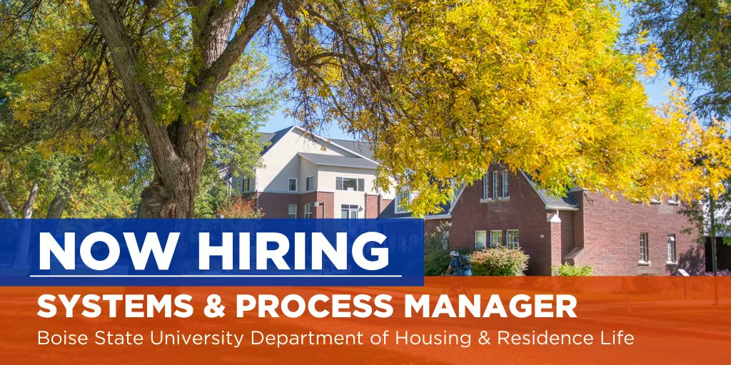 . <a href="/BoiseState/">Boise State University</a> is seeking an Systems &amp; Process Manager for Housing &amp; Residence Life. This position will be a part of a team within the Office of Continuous Improvement that focuses on the impacts of change through a structured approach.

#ApplyNow: buff.ly/3M9sRNf