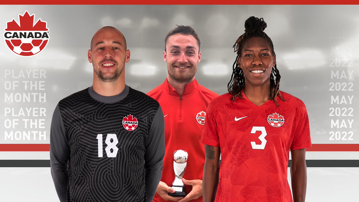 CanadaSoccerEN's tweet photo. Milan Borjan, Kadeisha Buchanan and Samuel Charron named Canada Soccer's Players of the Month Awards for May 2022! 🍁

MORE 🔗: https://t.co/QQZgahX2pN https://t.co/q0IMXOVkWU