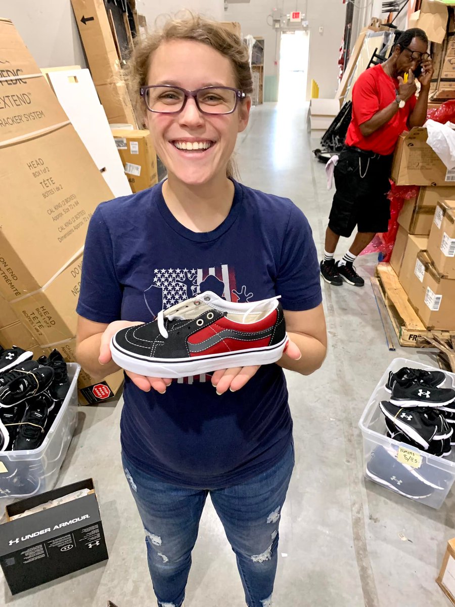 GCPJax's tweet photo. We received 500 brand new shoes and 2,000 pairs of socks. A huge shout out to Greg King, Kady, Darrell, Felicia, Mel, and Ashley Official for letting our shipments come in through you and volunteering your time to help sort, organize, and deliver.  #gcpjax https://t.co/88DysyTY1Y