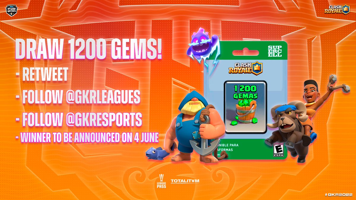 💥EXPRESS GIVEAWAY💥

🎁 1200 Gems!

📋CONDITIONS:
🔸 Follow <a href="/GKREsports/">GKR Esports</a>
🔸 Follow <a href="/GKRLEagues/">GKR 2025</a>
🔸 RT this tweet

⚠️ Read the giveaway rules

⏰ Ends on 04/06/2022