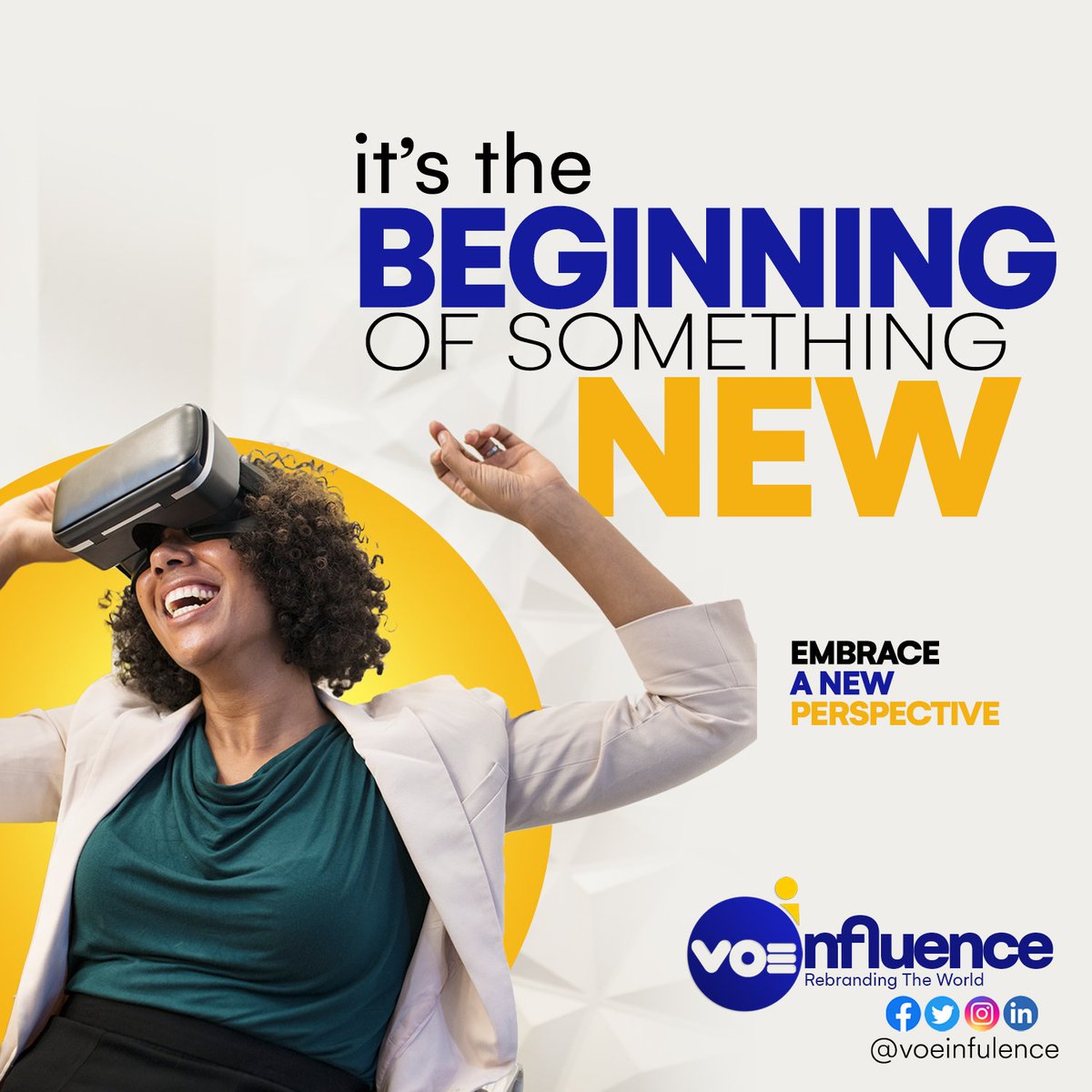 VoeInfluence's tweet photo. It's the beginning of something New!!!
New:
Current, unfamiliar, novel, recently made, fresh, unique, unusual, unlike any other, original, distinct, different ...
WATCH THIS SPACE!!!
#voeinfluence #branding #somethingnew #socialmedia #voe #brand #design #media #marketingtools https://t.co/rOiVSEEVcW