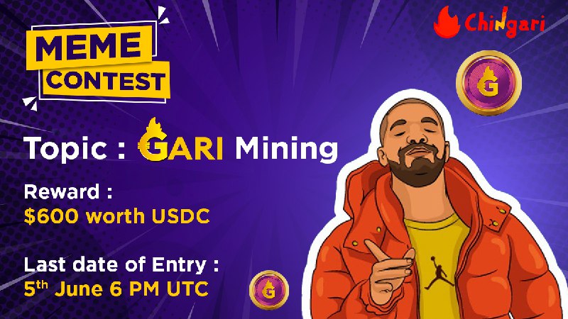 Unleash the memer in you &amp; create memes on #GariMining😍

🏆Rewards
🥇1 X 200 USDC
🥈2X 100 USDC 
🥉3X 50 USDC

🏅5 winners will be given $10 USDC each

Steps👇
♦️Submit your entry (Comments &amp; Discord #memes Channel) 
♦️RT+Tag 3 Friends
♦️Join Discord - discord.gg/garitoken