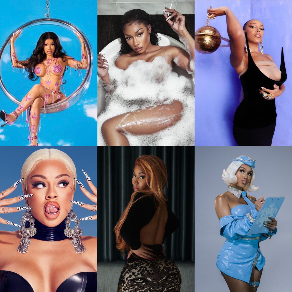 girlsinrap's tweet photo. .@iamcardib, @theestallion, @DojaCat, @Latto, @NICKIMINAJ and @Saweetie are nominated for Best Female Hip Hop Artist at the 2022 BET Awards. https://t.co/tHN7VaNPVW