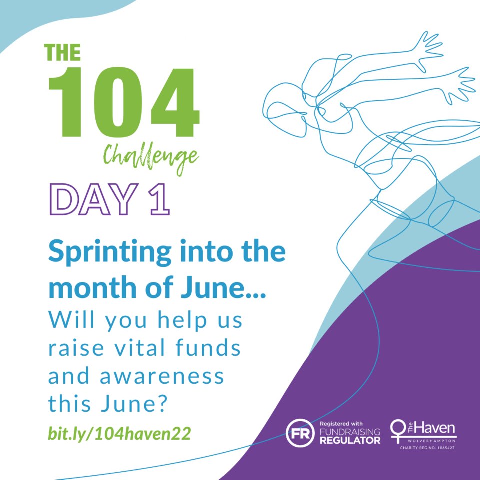 TheHavenWton's tweet image. #letthechallenge begin! We are challenging you to run, walk or cycle 104 miles during the month of June to help raise vital funds and awareness for The Haven. Visit bit.ly/104haven22 for more. #104challenge2022 #runwalkorcycle #forthe104 #day1