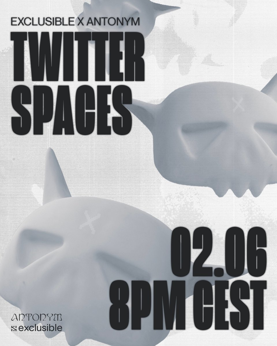 exclusible's tweet photo. Join us tomorrow, June 2nd at 8pm CET (7pm BST) for a good time with our friends @AntonymNFT where we will be talking about what we are working together and how you can be part of it.
Book your calendar 😉 https://t.co/lBgPh3PoJt