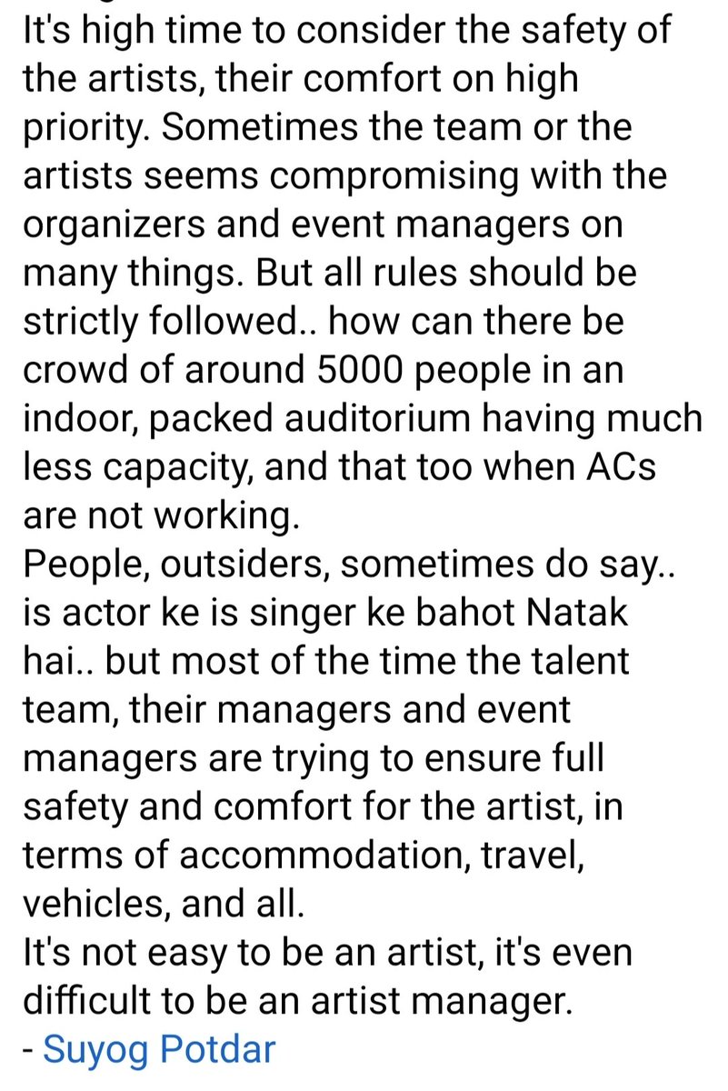 What happened with #KK is really devastating 💔
There should be no compromise with the safety and comfort of the artist. 
- <a href="/SuyogSays/">Suyog Potdar</a>
