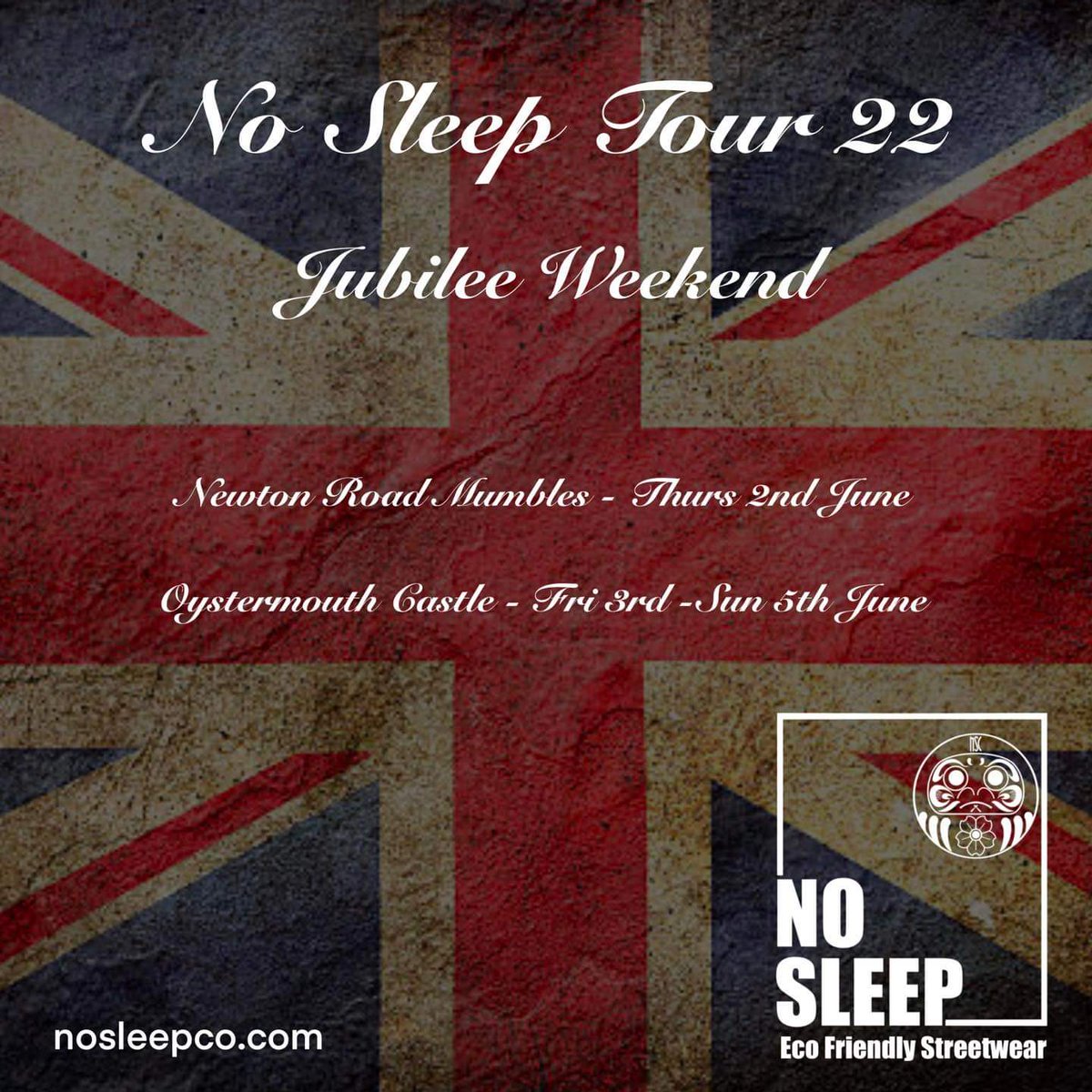 NoSleepCollab's tweet photo. We party this weekend.

Thursday we hit Newton Road Streer Party, Mumbles, Swansea. Then Friday to Sunday we move on up to Oystermouth Castle, Swansea.

Come hang out and chat, and grab some pop-up exclusive merch not available online! https://t.co/4TciM6brxV