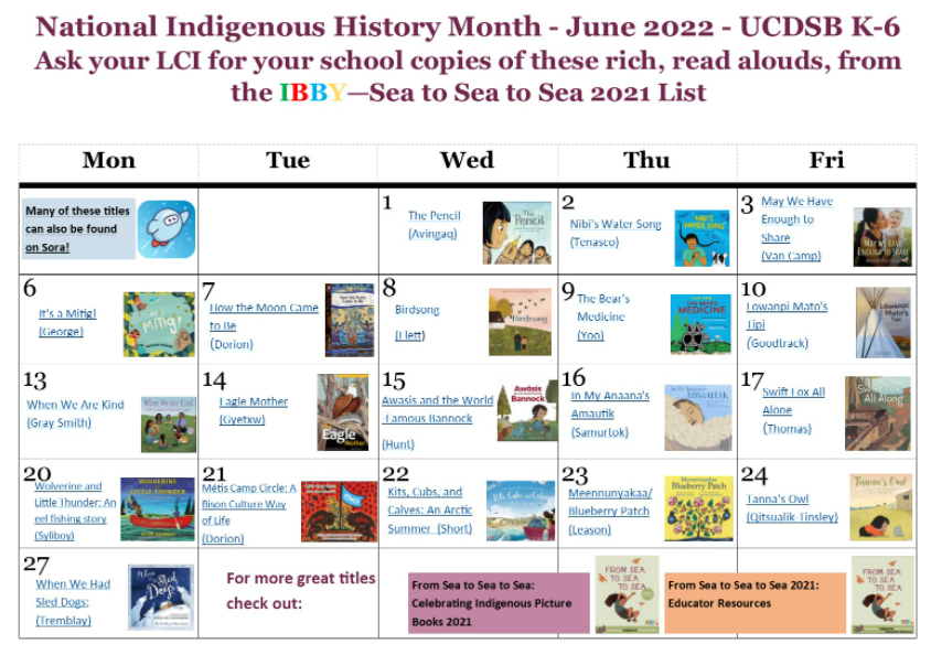 ucdsbvlc's tweet photo. To quote the late, great Richard Wagamese "All that we are is story." #NationalIndigenousHistoryMonth 

@UCDSB elementary teachers, share Indigenous stories with your students all month long with this calendar of rich read-alouds, available on the VLC https://t.co/81a7e8exuj https://t.co/bN5cUc2jsu