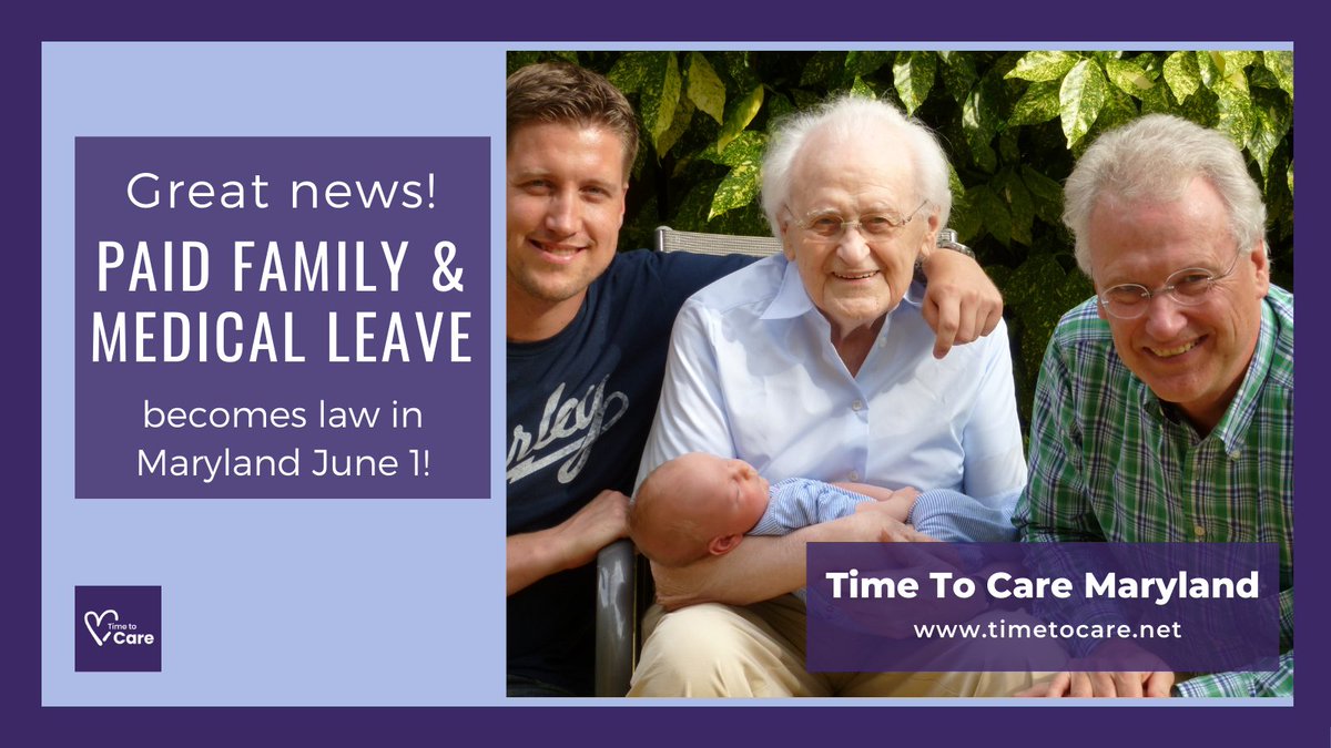 Today #TimeToCareMd becomes law in Maryland! 2.4 million Maryland workers will be able to take paid time off to handle family issues, including caring for a sick loved one, welcoming a new child or preparing for a military deployment. #PaidLeave timetocare.net