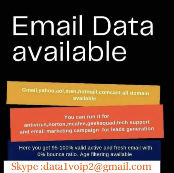 Muslim Data for online Quran & Education Students (@muslimdata) on Twitter photo Fresh Online Quran & Online Education Students Data
50% Off on All Muslim Data 2022-
Muslim Data in bulk..DNC Scrubbed and Dups Removed .
All Cleanup and You'll enjoy the Connectivity and Conversion.
The admin team
Skype - Data1voip2@gmail.com Fresh Online Quran & Online Education Students Data
50% Off on All Muslim Data 2022-
Muslim Data in bulk..DNC Scrubbed and Dups Removed .
All Cleanup and You'll enjoy the Connectivity and Conversion.
The admin team
Skype - Data1voip2@gmail.com