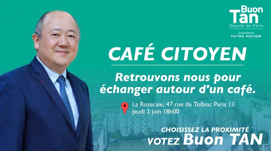 Je vous donne rendez-vous demain à La Roseraie pour échanger autour d'un café citoyen sur les élections législatives et ses enjeux pour #Paris13 ! 

📆 Jeudi 2 juin 
⏰ 18h
📍Brasserie La Roseraie - 47 rue de Tolbiac 

#legislatives2022 #circo7509 #AvecVous