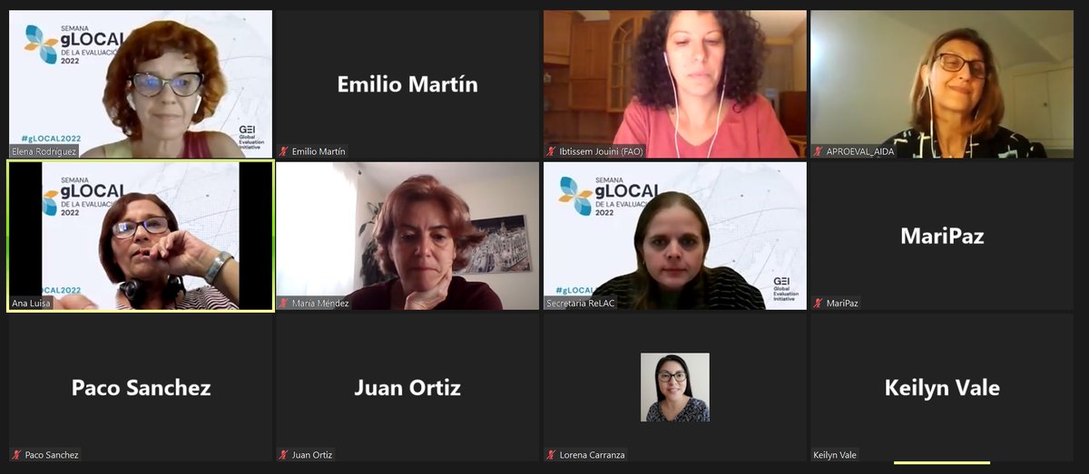 Empieza el evento virtual sobre estándares de calidad y directrices éticas en la evaluación organizado por #gLOCAL2022 
🗣️ Intervienen <a href="/ReLAC_eval/">ReLAC</a> y por <a href="/AproevalIbero/">AproEval</a> las compañeras <a href="/aidakpaula/">Aida El Khoury de Paula</a> , <a href="/ibtiben/">Ibtissem Jouini إبتسام الجوينى</a> y <a href="/LaSanjulian/">La_sanjulian</a> 
🔗Pueden seguirlo en directo 👇
glocalevalweek.org/es/event-detai…