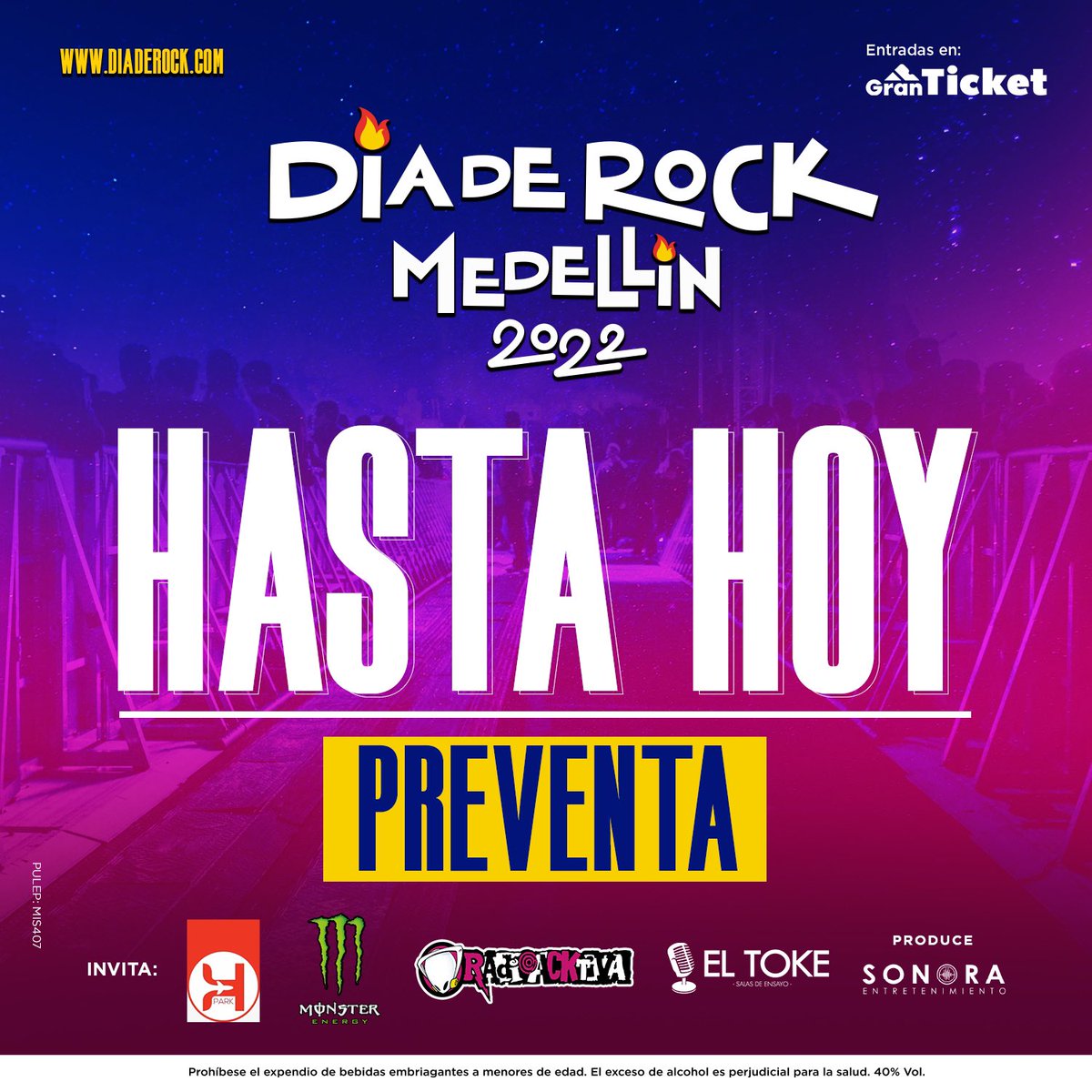 Últimas entradas en preventa disponibles del <a href="/diaderockmed/">Festival Día de Rock - Medellín</a> hasta hoy 🔥🚨✈️

Compra ya en: granticket.com.co 🎟