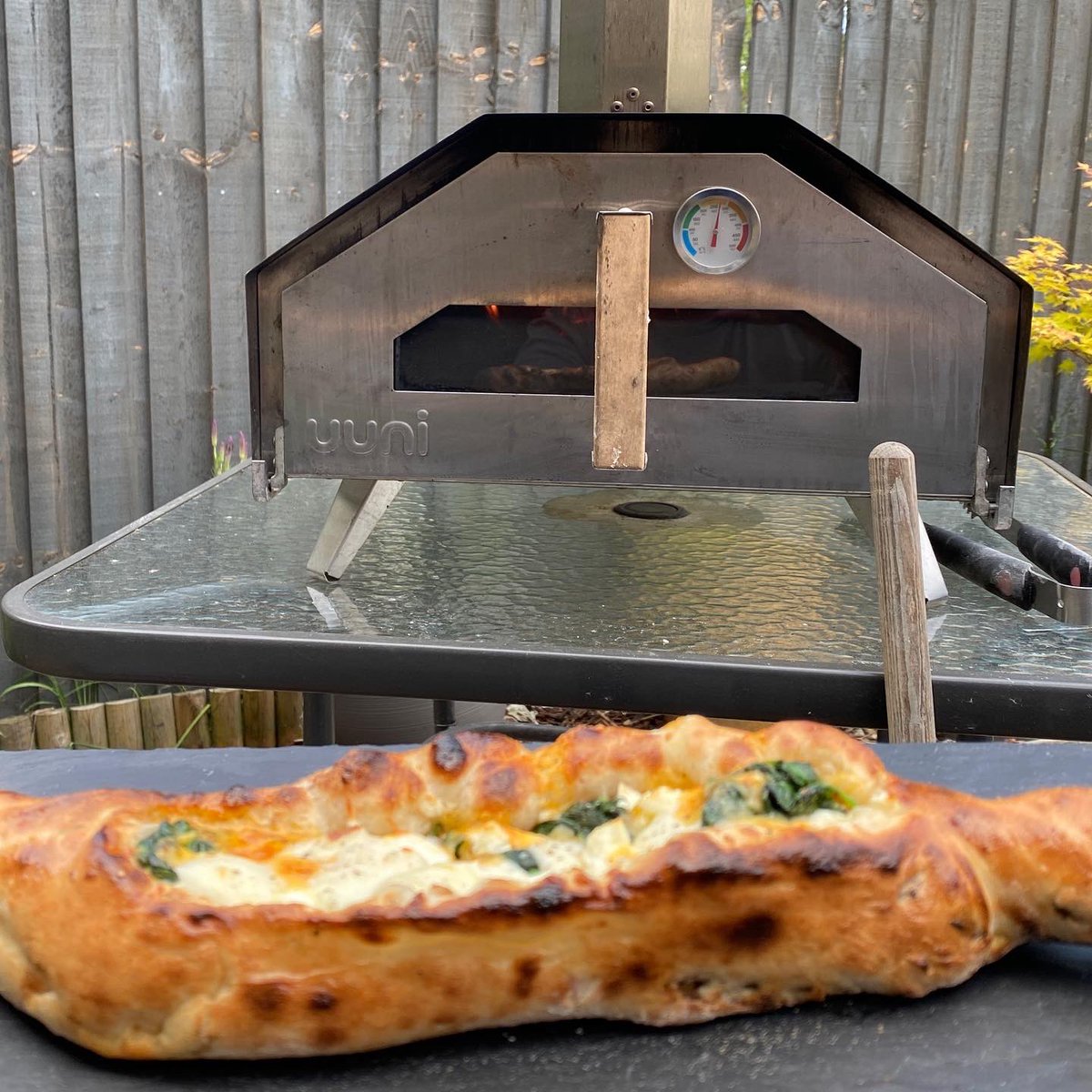 Tonight’a theme for UK BBQ week is Pizza.  So many options to go to but we decided on a Turkish Pide, a couple of varieties with cheese and spinach and spicy minced beef. Awesome wood from @certainlywood_ helped temp stay hot and long!
.
.
.
.
#ukbbqweek