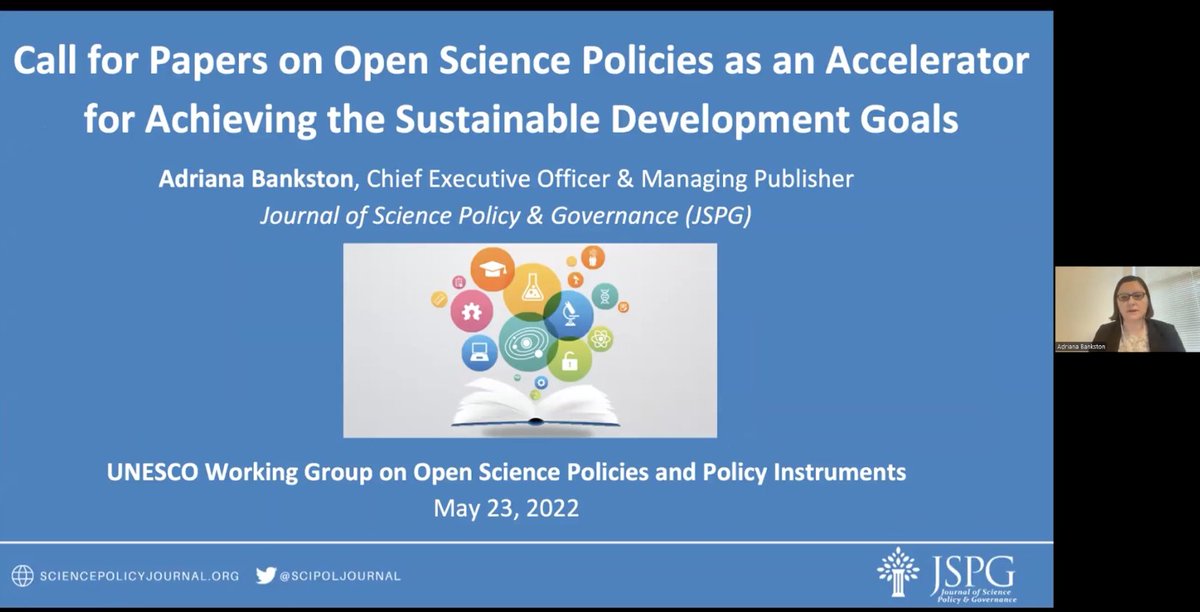 Interested in #openscience policy? Watch @adrianabankston speak in the 1st @UNESCO WG Meeting on Open Science Policies and Policy Instruments, led by Mr. Ezra Clark. #JSPGOpenScience Watch it here: bit.ly/CEOUNESCO Call for papers: bit.ly/JSPGOpenScience