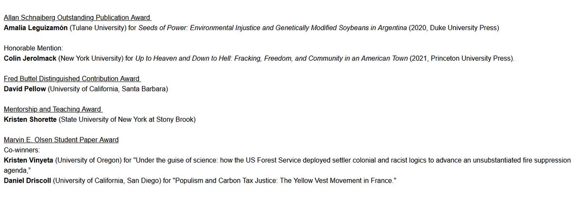 ASA Environmental Sociology Section (@envirosocasa) on Twitter photo Congratulations to this year's Environmental Sociology Section award winners!
<a href="/ASAnews/">ASA Sociology</a> <a href="/dr_leguizamon/">Amalia LeguizamĂłn</a> <a href="/EnvSociology/">Env Sociology</a> <a href="/jerolmack/">Colin Jerolmack</a> <a href="/danieldrisc/">Daniel Driscoll</a> Congratulations to this year's Environmental Sociology Section award winners!
<a href="/ASAnews/">ASA Sociology</a> <a href="/dr_leguizamon/">Amalia LeguizamĂłn</a> <a href="/EnvSociology/">Env Sociology</a> <a href="/jerolmack/">Colin Jerolmack</a> <a href="/danieldrisc/">Daniel Driscoll</a>