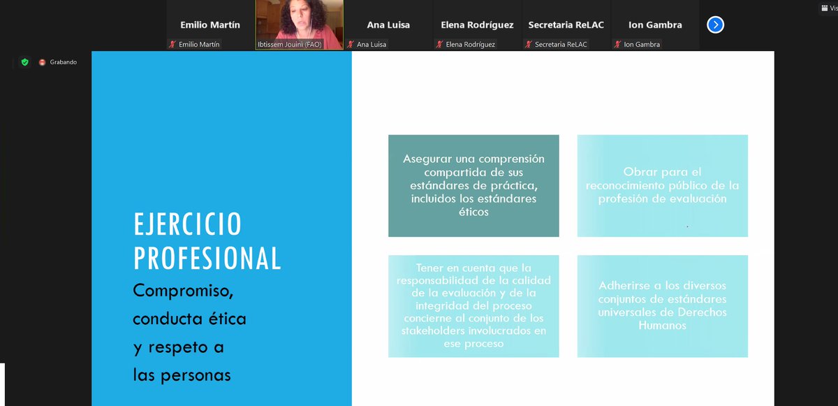 🗣️ <a href="/ibtiben/">Ibtissem Jouini إبتسام الجوينى</a> nos habla en #gLOCAL2022 de la importancia de que los evaluadores actúen con transparencia y hagan públicos sus valores o principios éticos para que sean conocidos por las personas que encargan la evaluación del programa o políticas públicas.