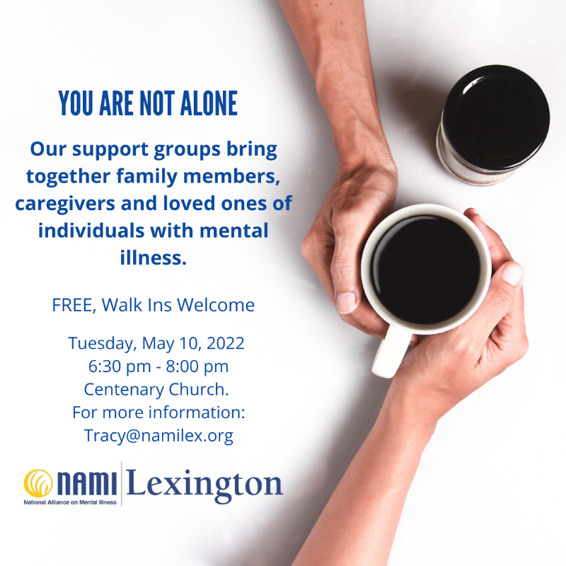 NAMILexington's tweet photo. The second Tuesday of the month NAMI Family
Support Group will meet this Tuesday, June 14th, from
6:30 pm - 8:00 pm at Centenary Church. The church is
located at 2800 Tates Creek Road. Contact Tracy@namilex.org