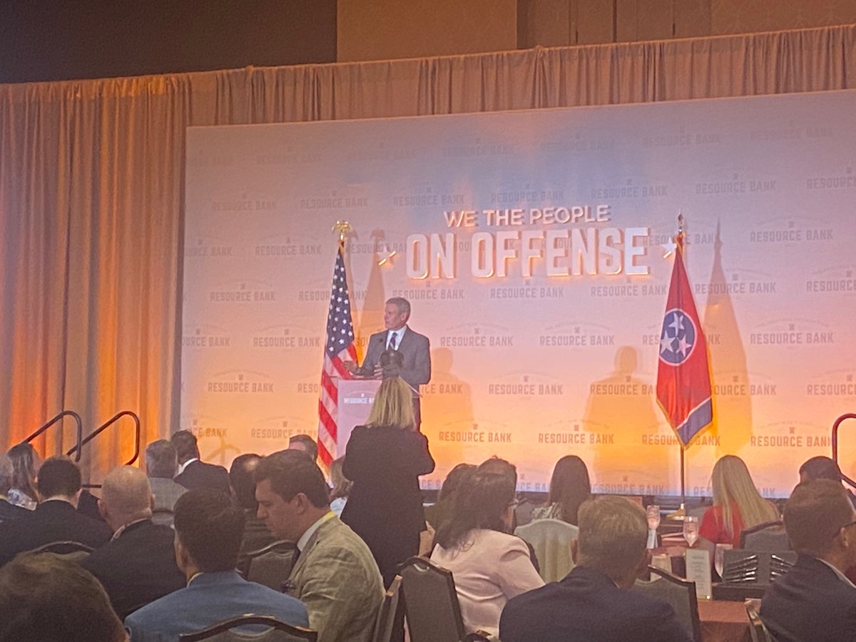 JulesAWarren's tweet photo. .@GovBillLee touting Tennessee freedoms to a room full of people from DC who now wanna move here. #resourcebank https://t.co/mGrjCswQvj