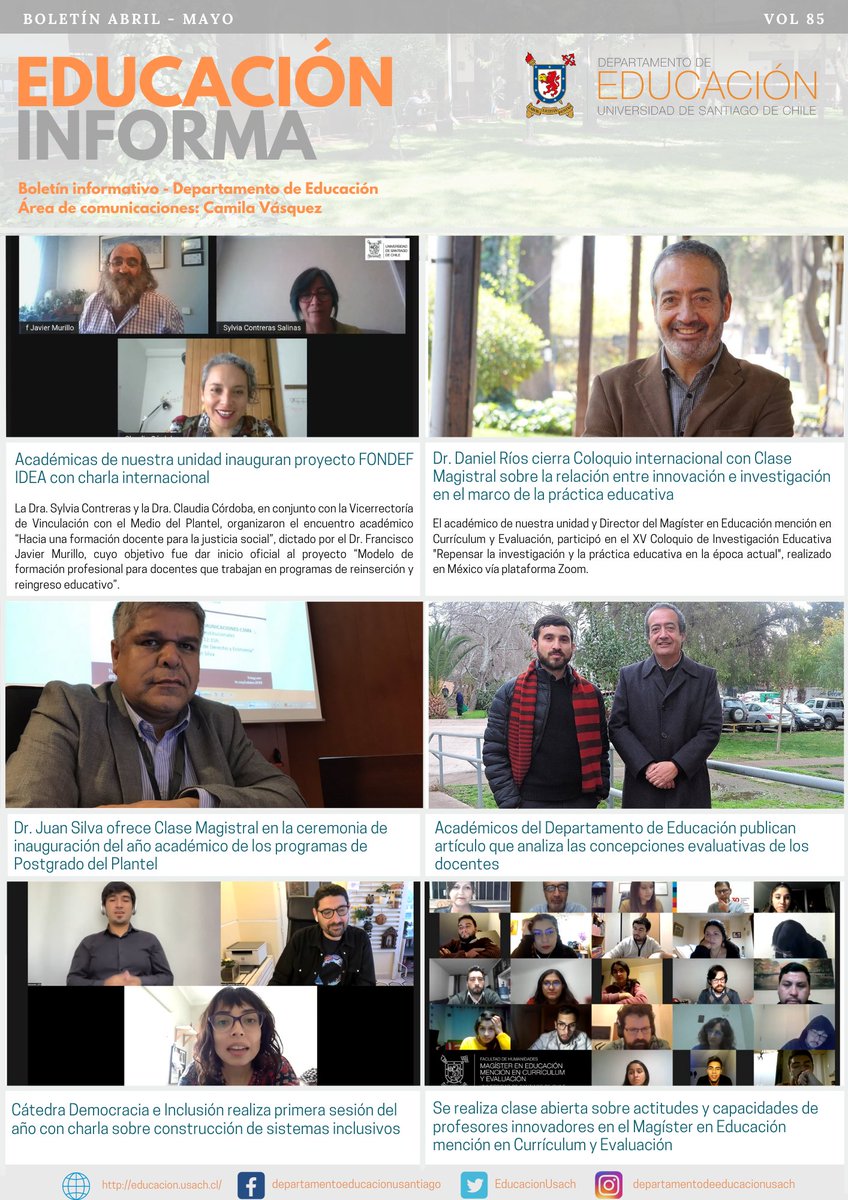 📲Boletín Informativo Bimensual
¡Te invitamos a revisar y compartir el informativo del <a href="/EducacionUsach/">Dpto.Educación Usach</a> !
cutt.ly/PJkmIGZ