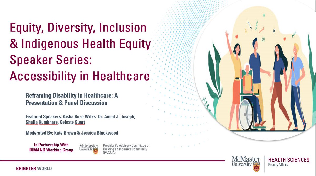 Collaborating with @EIOMcMaster & PACBIC DIMAND Working Group today for the #EDI & #Indigenous #HealthEquity Speaker Series for #NationalAccessibilityWeek to reframe #disability in #healthcare 

@machealthsci #CPD #EDI #Indigenous #accessibility #healthcare @ajesusjoseph #NAAW