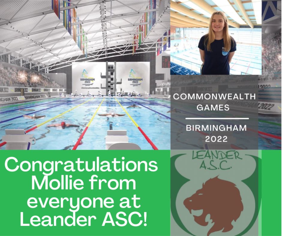 Congratulations <a href="/MollieMcalorum/">Mollie McAlorum</a> -fantastic news!!🙌 
Everyone at Leander ASC is so proud of you and delighted to be part of your journey-such an achievement!! 💪🏊‍♀️👏👏<a href="/SwimUlster/">Swim Ulster</a> <a href="/swimireland/">Swim Ireland</a> <a href="/mashdirect/">Mash Direct</a> #TeamLeander #CommonwealthGames