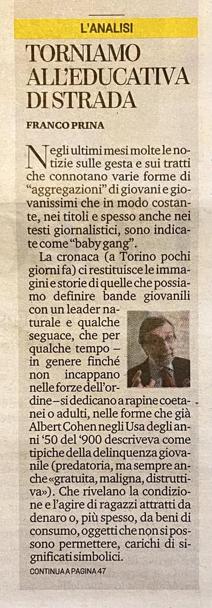 franco_prina's tweet photo. Un contributo per sollecitare l'impegno del Comune per un piano di prevenzione fondato sull'incontro dei ragazzi nei luoghi di aggregazione naturali e sul sostegno a famiglie e insegnanti. Valorizzando quanto esiste e potenziandolo in un nuovo "progetto giovani". https://t.co/wUf2tEO1Ln