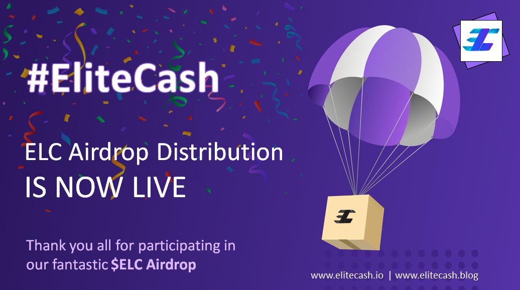 elitecash_io's tweet photo. 📣 Our first ELC Airdrop has been completed successfully. 🎊 We would like to thank everyone who participated and supported us in this campaign. ✨ https://t.co/DEd0JxuieU