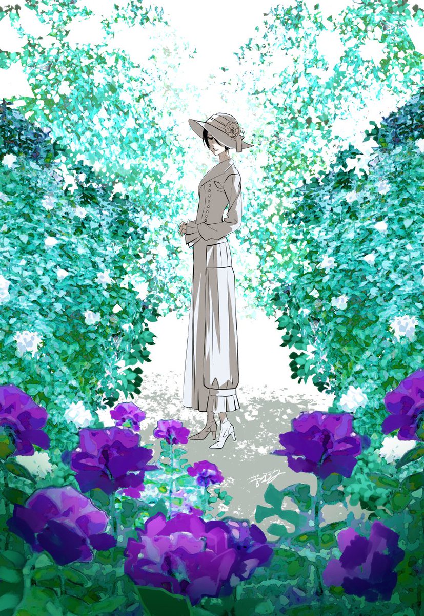 1girl solo flower hat skirt high heels long skirt  illustration images