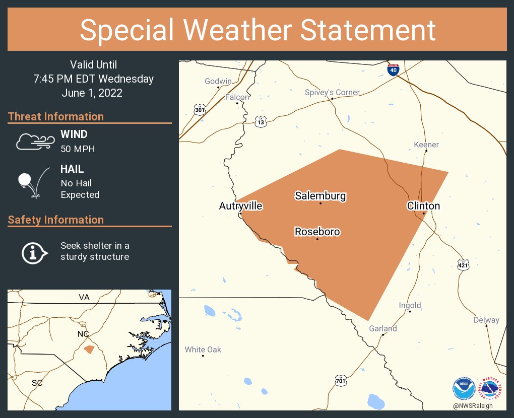 NWS Raleigh on Twitter "A special weather statement has been issued