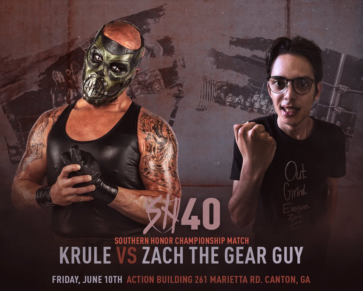 SHonorWrestling's tweet photo. .@ProcurerOfChaos wasted no time wielding her newly-won power. In her 1st act, she entered @AtrocityMKK into the title match at #SHW39. We all saw how that turned out! In her 2nd act, she announced Krule's first challenger for the SHW Title at #SHW40... @ZachTheGearGuy?! 🤯 https://t.co/tUoZu7ZeB8