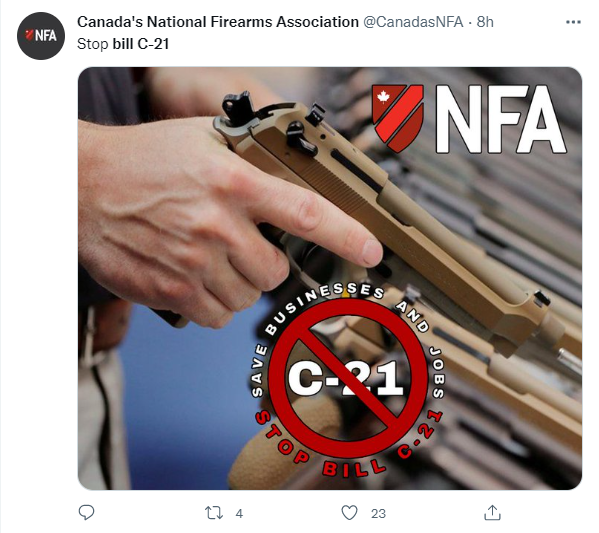 Polysesouvient's tweet photo. The #GunLobby wants to stop #BillC21 because ... we must "SAVE BUSINESSES AND JOBS"
#CanadianNRA #SaveLivesNotGuns #Canada #cdnpolitics https://t.co/Lm0VffXvhc