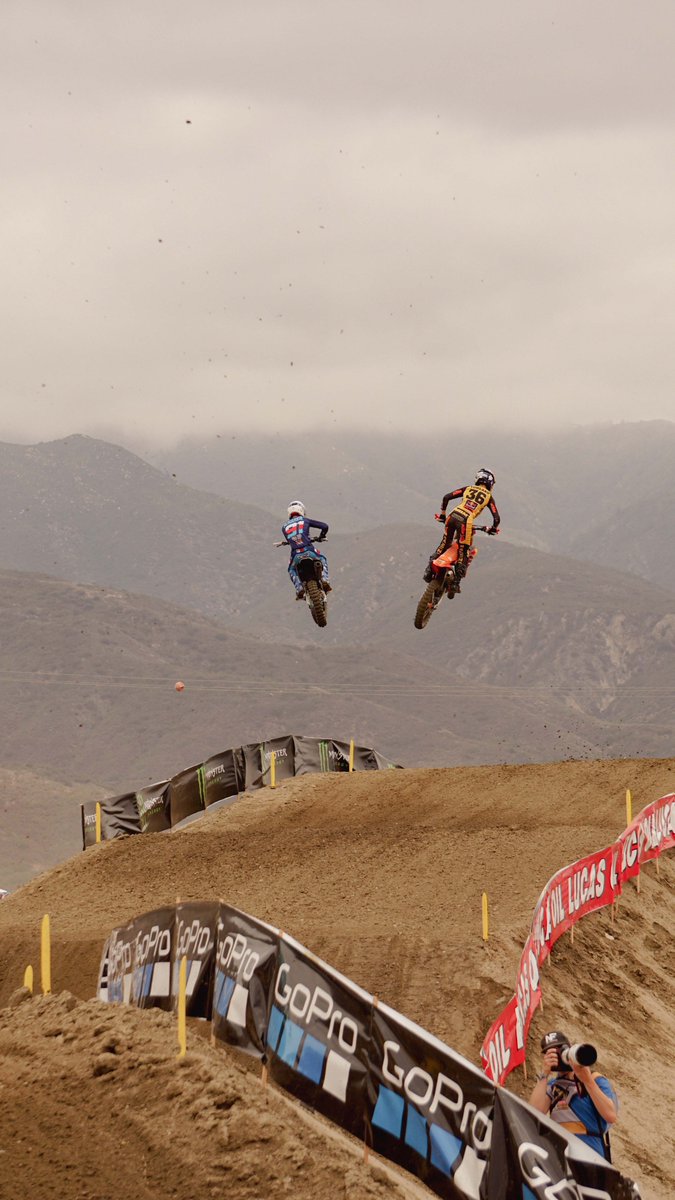 ScottRoegner's tweet photo. Jo Shimoda (#30) and Austin Forker (#33) led the @PCraceteam with a third and sixth overall, respectively. 

Brandon Scharer (L) and Max Vohland (R) take to the skies while @KenRoczen94 gets updates mid-moto. https://t.co/lerXemdbCy