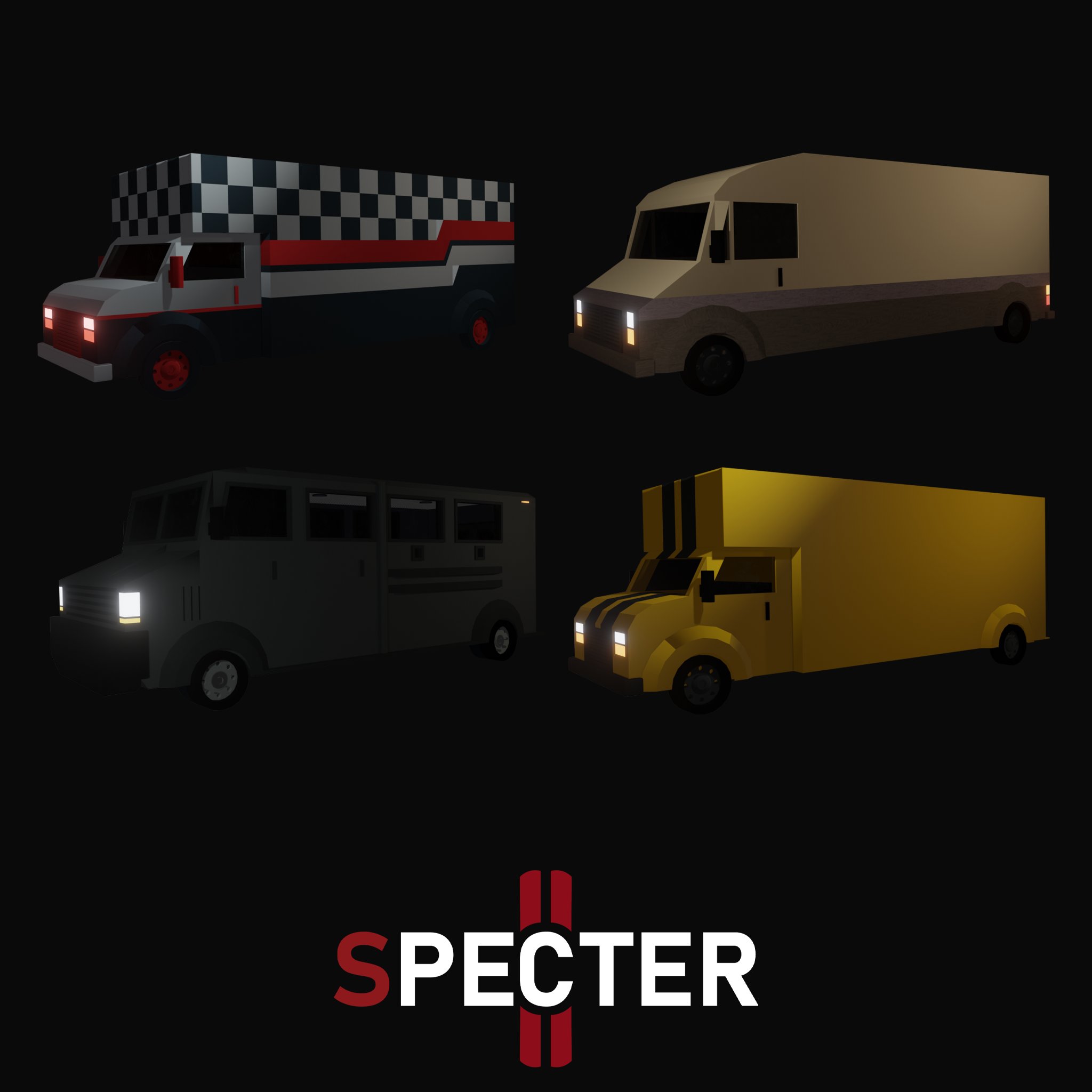 Periodic Games on X: Some #Specter2 cosmetics, van skins, and character  outfits. There are 5 van variants, each with its own skins! We are  releasing this month, date coming ASAP.👻 #Roblox #RobloxDev