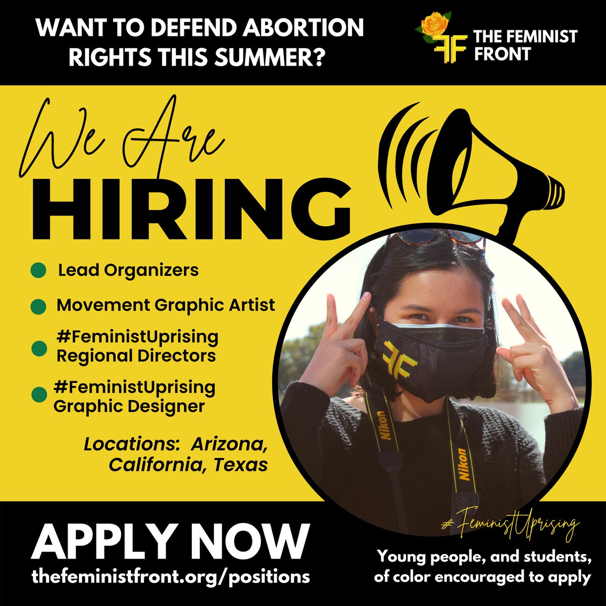 FemGen's tweet photo. We face the greatest attack on abortion in the last 50 years. We are fighting back

We’re looking for passionate young people to organize our communities to defend abortion this summer. Youth, &amp; students, of color encouraged to apply. Join our team!

Info: https://t.co/YLUn69GLHn https://t.co/Cc3p9Faf3v