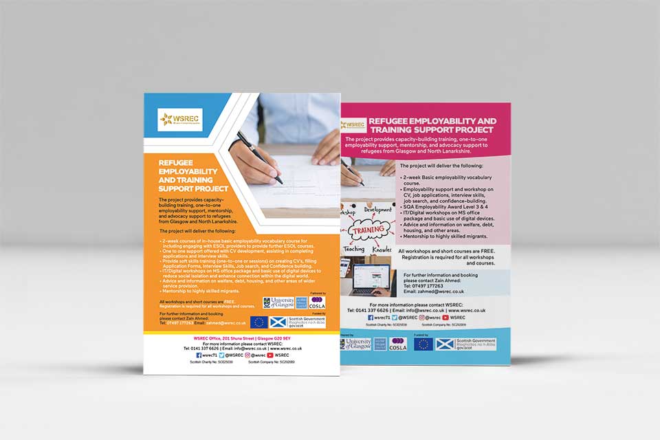Ak39380645Umair's tweet photo. Multiple leaflet design for marketing the initial Refugee Employment &amp; Training Support Project (RETSP). Project organised by @WSREC 

#graphicdesign #print #marketing #webdesign #flyers #posters #refugeeproject #employment #training #jobs https://t.co/fnL68Jrjs7