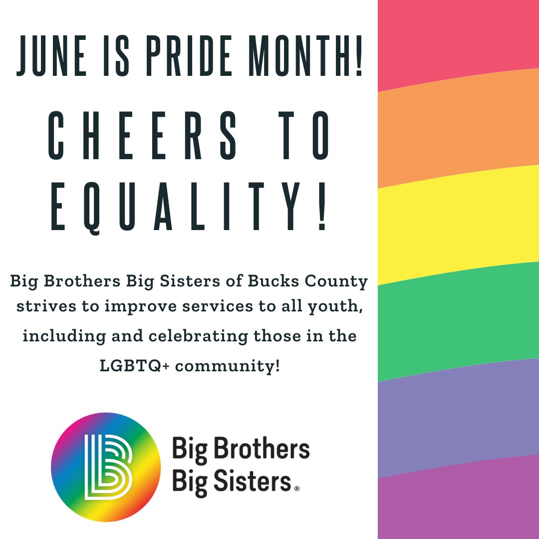 Happy Pride Month! 🏳️‍🌈 Pride Month celebrates those within the LGBTQ+ community - their history, identity, and expression! 
#youthmentoring #buckscounty #mentoringmatters #biggertogether #PrideMonth22 #pride #pridemonth #rainbow #lgbtq