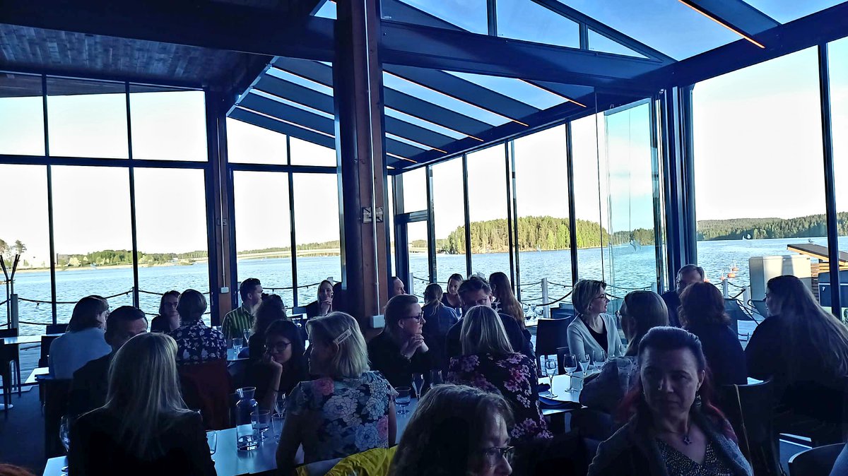 Fisev_society's tweet photo. Important part of a meeting: dinner with lot of networking. With beautiful Kuopio scenery! https://t.co/QPZ3RVcKno