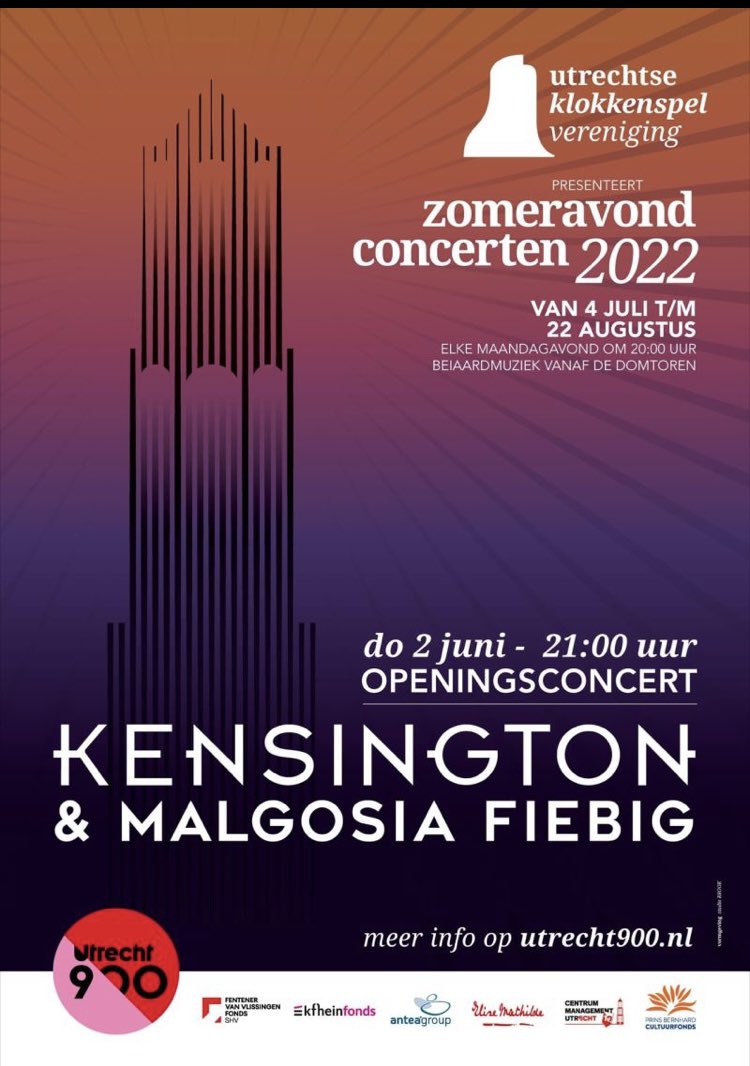 jillesbaartwijk's tweet photo. Donderdag as om 21.00 u is het zover. Op initiatief van het @UKV_Utrecht speelt @Malgosiafiebig op de Dombeiaard @kensingtonband vanaf de Domtoren Utrecht. Mis dit fantastisch spektakel niet. #samenutrecht #Utrecht900 #gemeenteutrecht https://t.co/UaZlUNM9Up