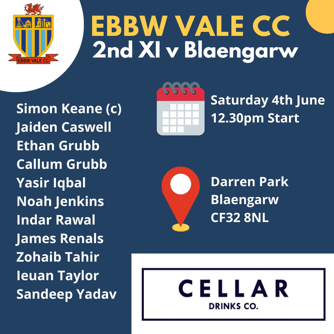 Gameweek 6 Team Sheets 📝 

Massive thank you to our bar supplier cellardrinks.uk who are this weeks match &amp; ball sponsor. Local companies supporting local clubs 👏🏻🍻 

#EVCC 🏏