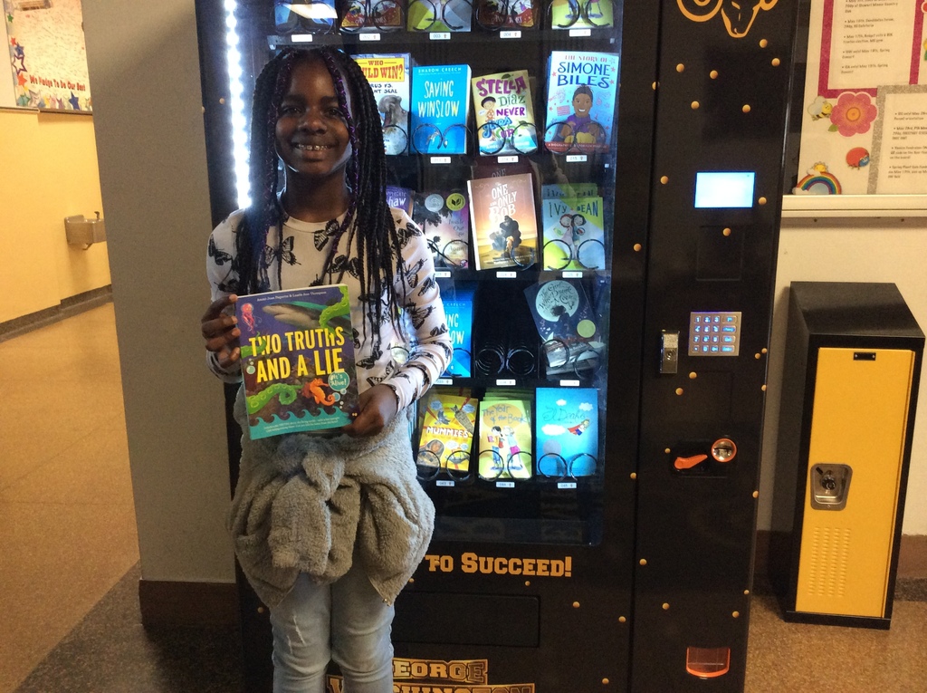 WHGWashington's tweet photo. Congratulations to Jason &amp; Angelina in Mrs. Kachejian's homeroom!  They won a trip to the Book Vending Machine and choose some great books!  Happy Reading! @whufsdrams #RamPride #ReadingRams https://t.co/oEOafU9Tq2