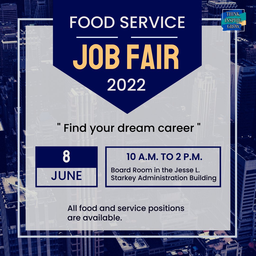 Charles County Public Schools (CCPS) is hosting an in-person Food and Service job fair on Wednesday, June 8 from 10 a.m. to 2 p.m. in the Board room in the Jesse L. Starkey Administration Building.
Find the link to the job postings here: tinyurl.com/3hd98uzb.