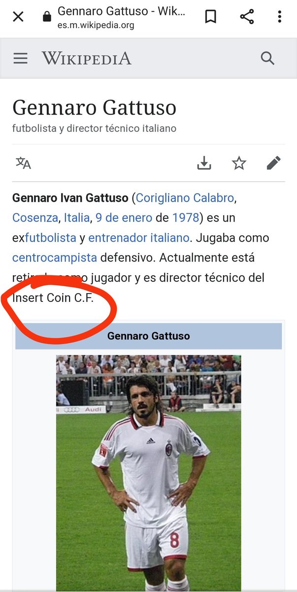 ¿Ya están troleando la cuenta de Wikipedia de Gattuso? 😂