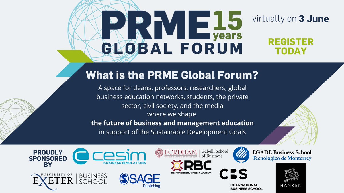 PRMESecretariat's tweet photo. ❓What is the #PRMEGlobalForum❓
We are glad you asked 👇

Join us in shaping the future of business and management education on 3 June
🔗https://t.co/LCNj42tx2H https://t.co/bUBp47cFx2