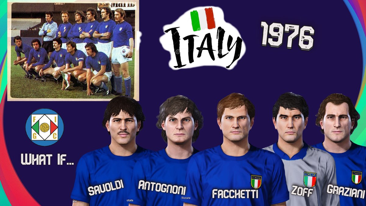 Mk5Pes's tweet photo. ๐ฎ๐น Italy 1976 | What If
https://t.co/Ex4ryzIYWK
Fulvio Bernardini era
Donations: https://t.co/z4eLLm4xlf
#Italy #Italia #PES2021 #PES2020 #PES #PesClassic #ClassicPes #ClassicItaly #ItalyClassic #Zoff #Facchetti #Grazini #Antognoni @storiedicalcio @PESCommunityit @KONAMI_ITA https://t.co/o2ZmBwtARB