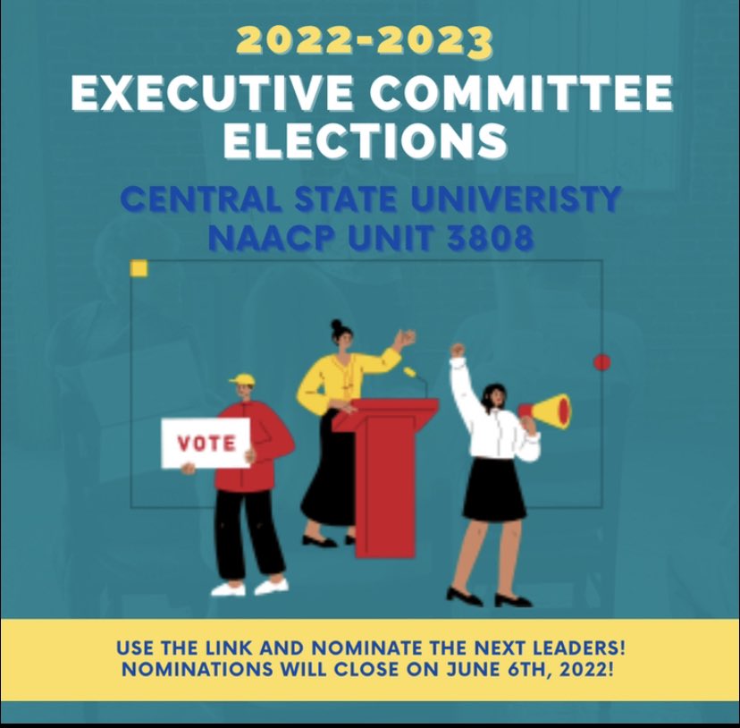 NaacpCsu's tweet photo. 🚨Election Time🚨
Use the link below to nominate who you want to see lead NAACP CSU Unit 3808 for the upcoming 2022-2023 school year! Nominations will close on June 6th, 2022. All nominees must be a member. (Directions to join/renew membership in thread)

https://t.co/QwHPb75Zsj https://t.co/TeGtFAdLtd
