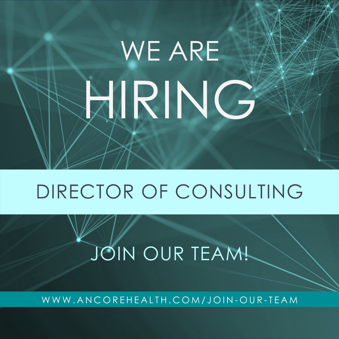 <a href="/AncoreHealth/">Ancore Health</a> is hiring!!!
We are currently looking for a Director of Consulting. You can find more info and apply at the following link: ancorehealth.com/director-of-co…
#humanizingdata #healthcare #hiring #director #consulting