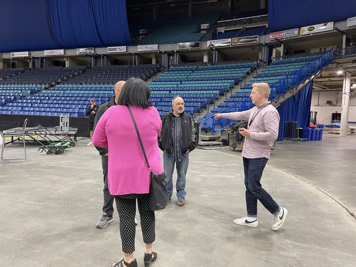 Six days to the pow wow and we are busy preparing. Yesterday <a href="/DonaldSpeidel1/">Donald G Speidel</a> shared some teachings about pow wow with our Central Office staff. This morning, we met with <a href="/SaskTelCtr/">SaskTel Centre</a> staff on-site to plan out the event. It’s going to be a memorable day. #spslearn