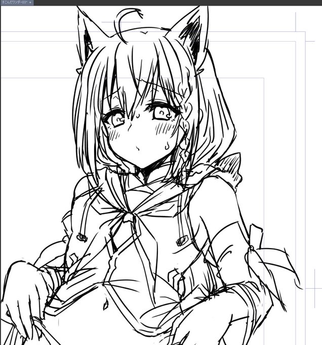 なにか描いてる。 